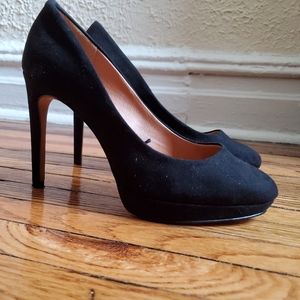 H&M black velour platform heels